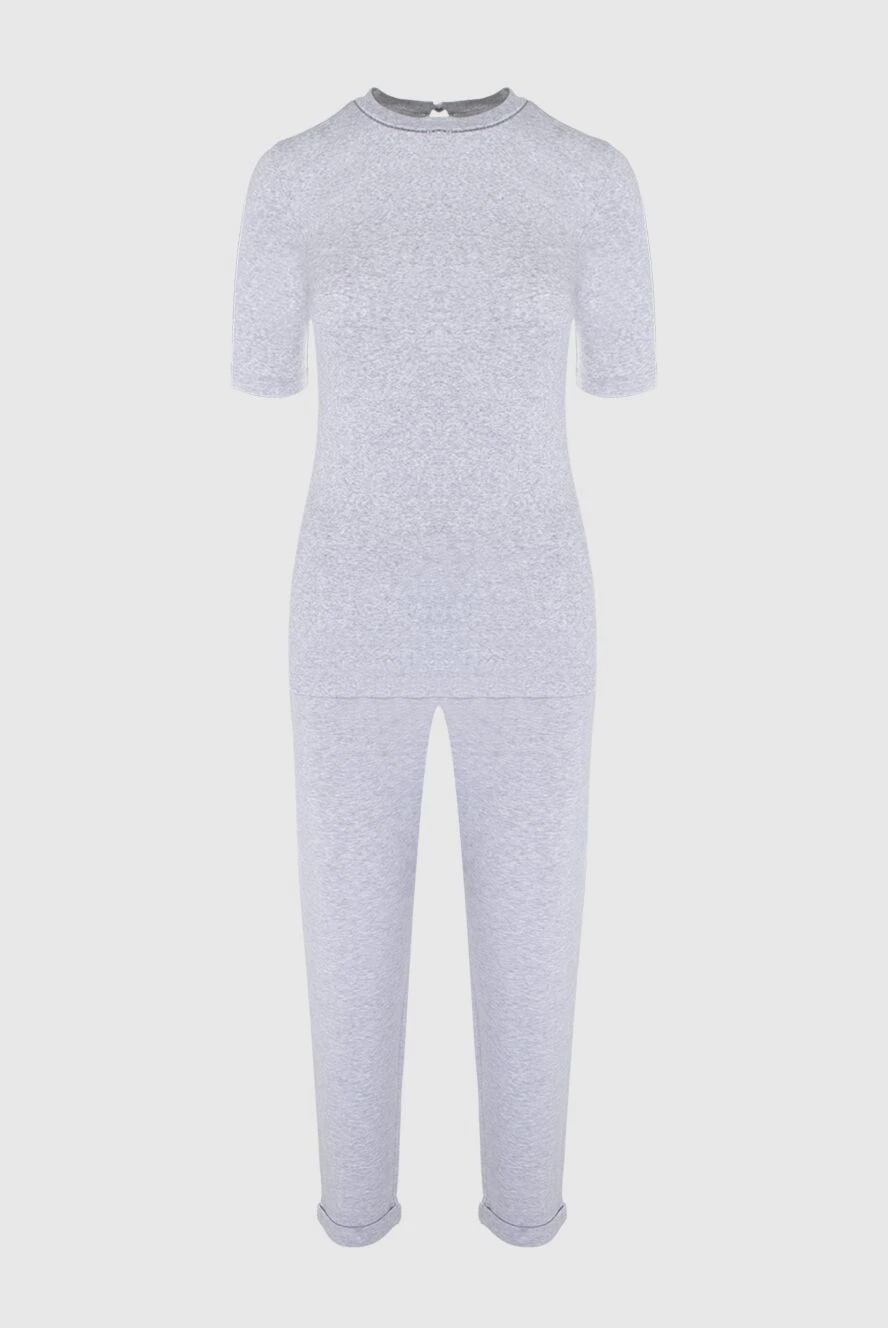 Brunello Cucinelli мақта мен эластаннан жасалған сұр әйелдер серуенге арналған костюм 170279 - фото 1