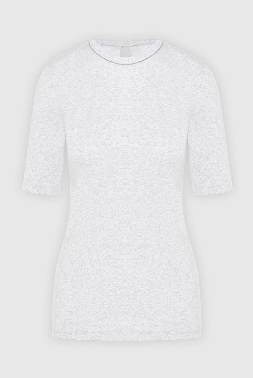 Brunello Cucinelli белая футболка из меланжевого хлопка с коротким рукавом 170280 - фото 1