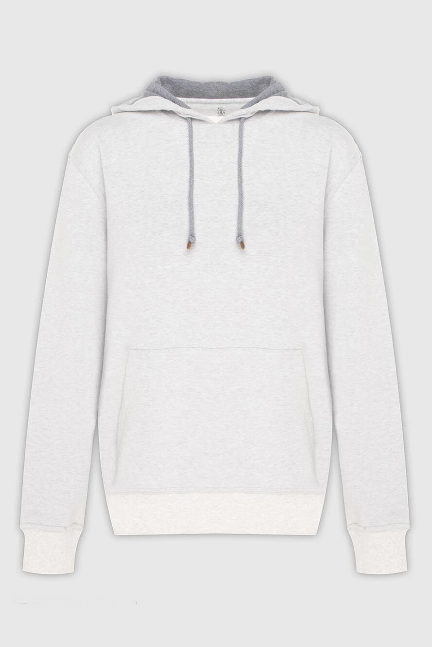 Brunello Cucinelli худи мужское из хлопка и эластана серое 170281 - фото 1