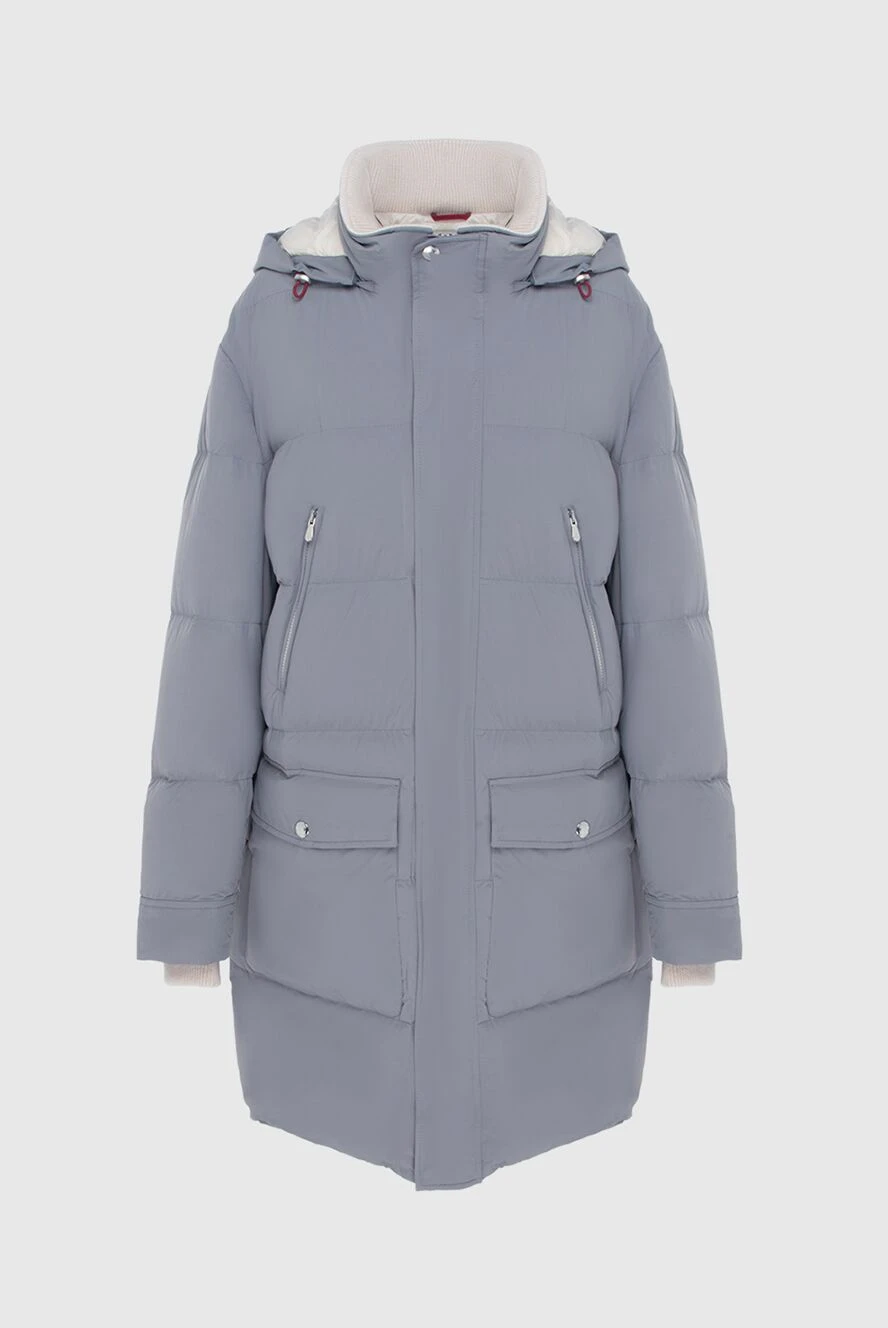 Men's down jacket made of polyamide and elastane gray