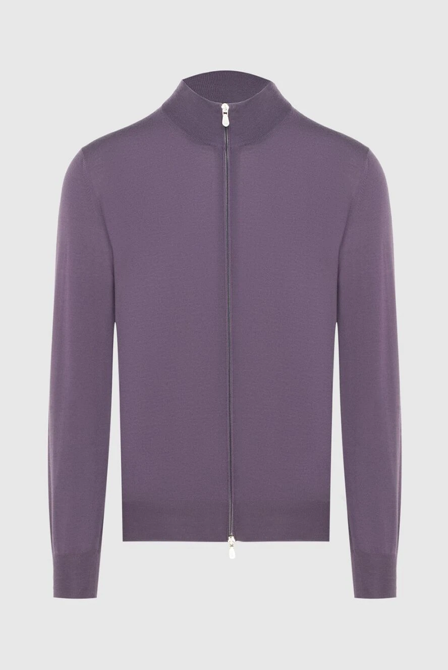 Brunello Cucinelli кардиган мужской из шерсти и кашемира фиолетовый 170308 - фото 1