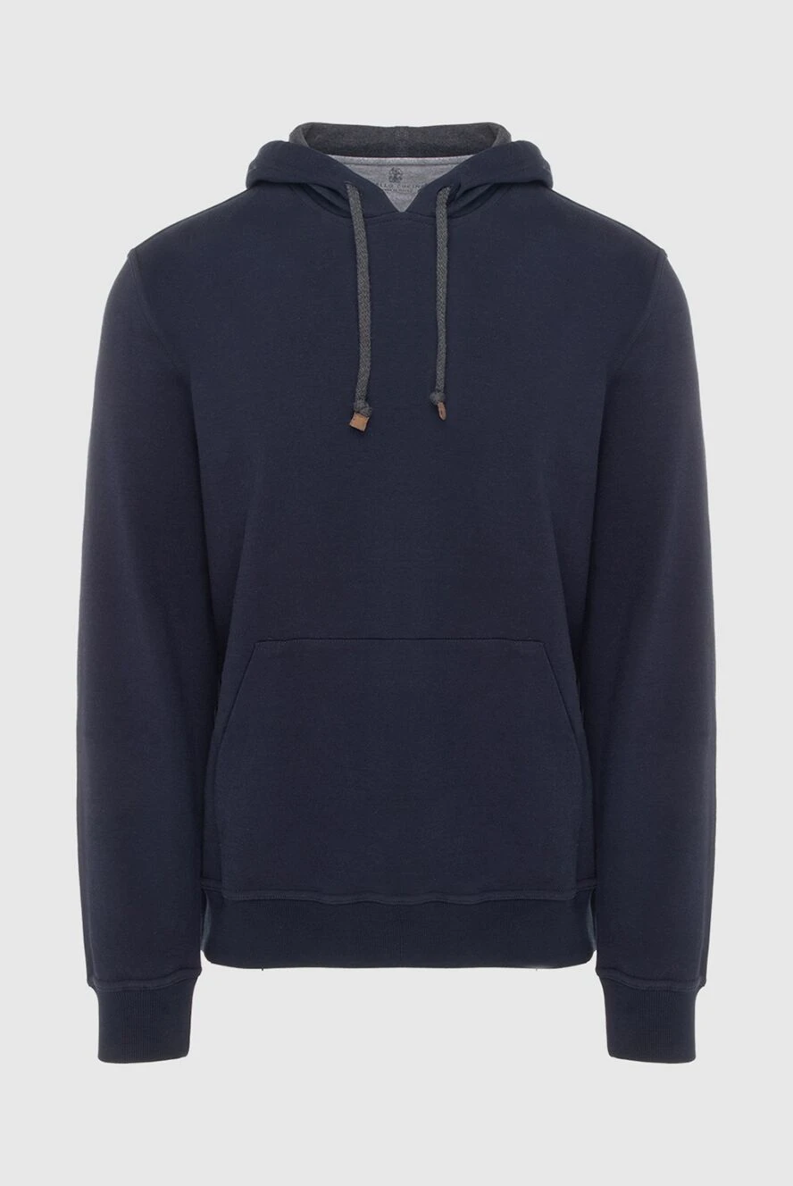 Brunello Cucinelli худи мужское из хлопка и эластана синий 170319 - фото 1