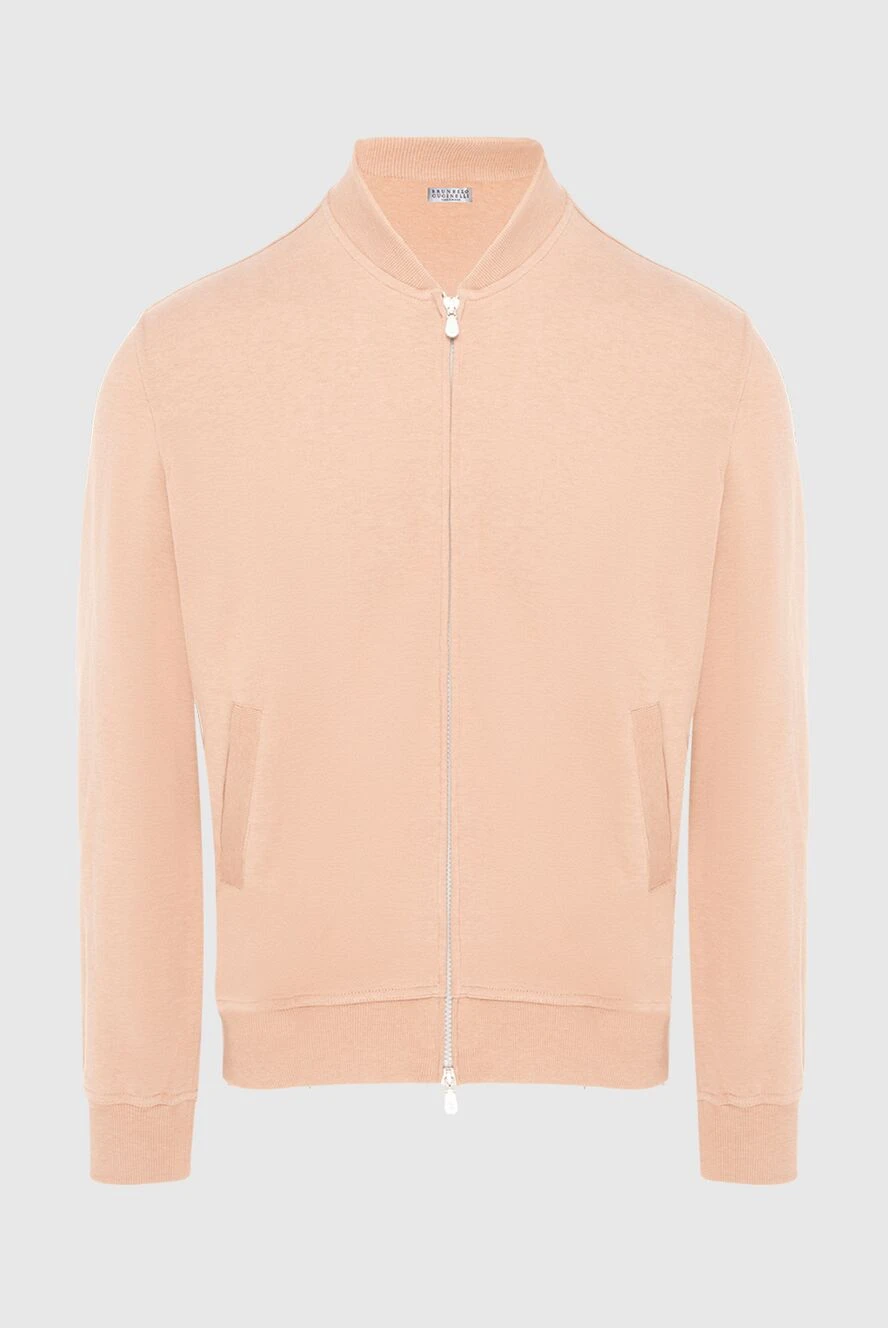 Brunello Cucinelli кофта спортивная из хлопка бежевая мужская 170322 - фото 1