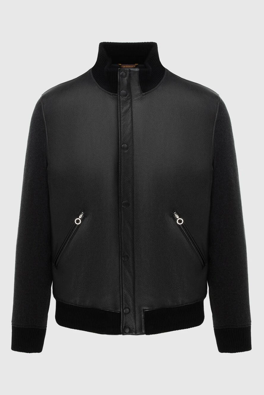 Seraphin куртка из кожи теленка и кашемира черная мужская 170336 - фото 1
