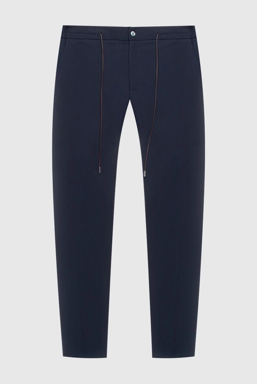 Tombolini men's dark blue trousers with a drawstring waist made of wool 170420 - photo 1