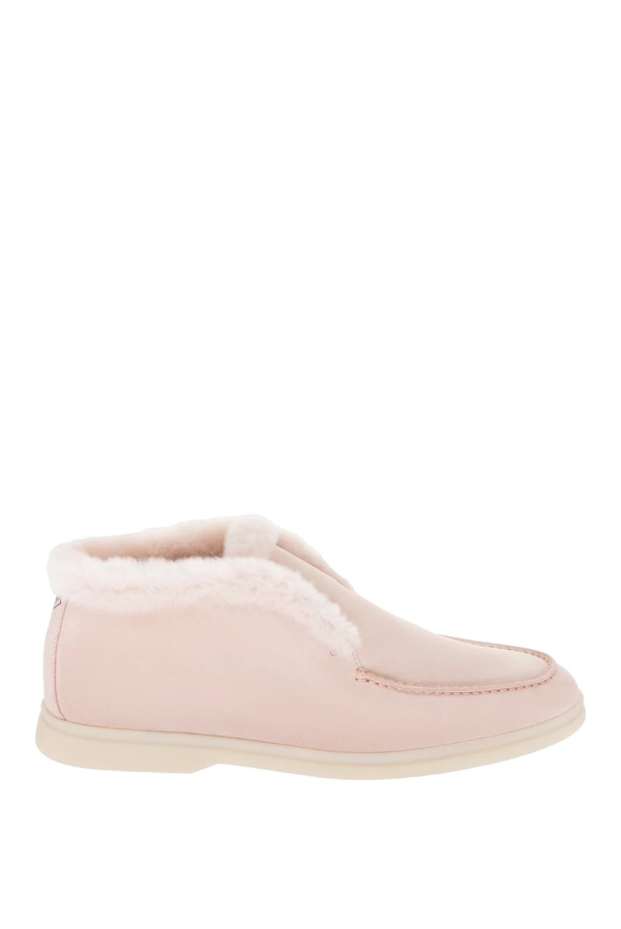 Loro Piana woman pink suede and fur loafers for women купить с ценами и фото 170540 - photo 1