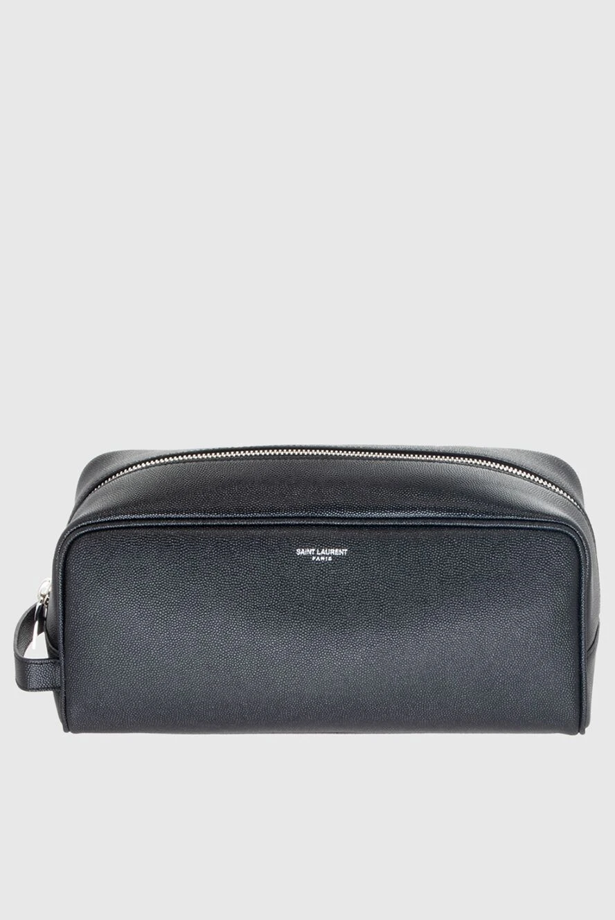 Saint Laurent man cosmetic bag made of genuine leather, black купить с ценами и фото 170587 - photo 1