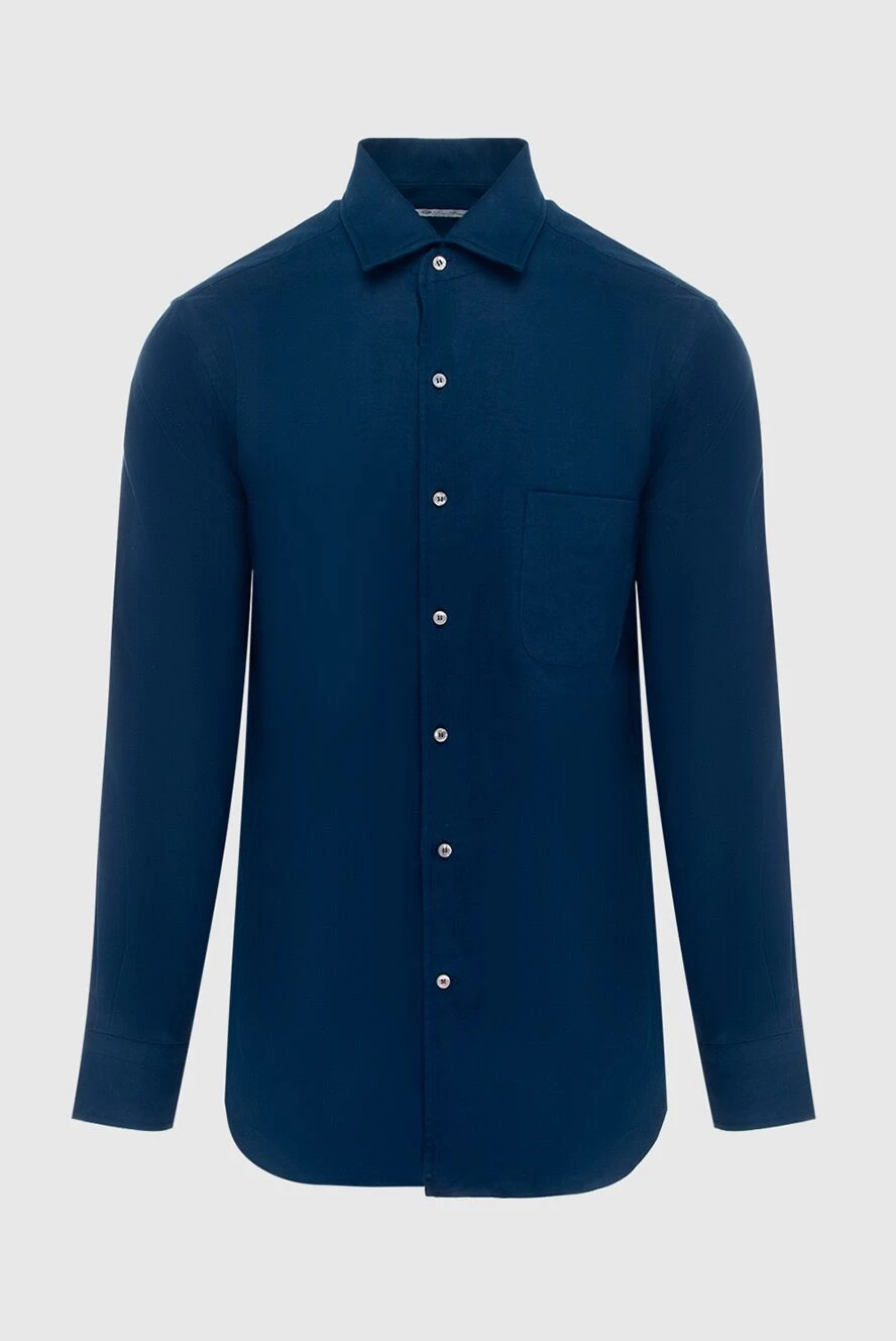 Loro Piana man blue cotton shirt for men купить с ценами и фото 170620 - photo 1