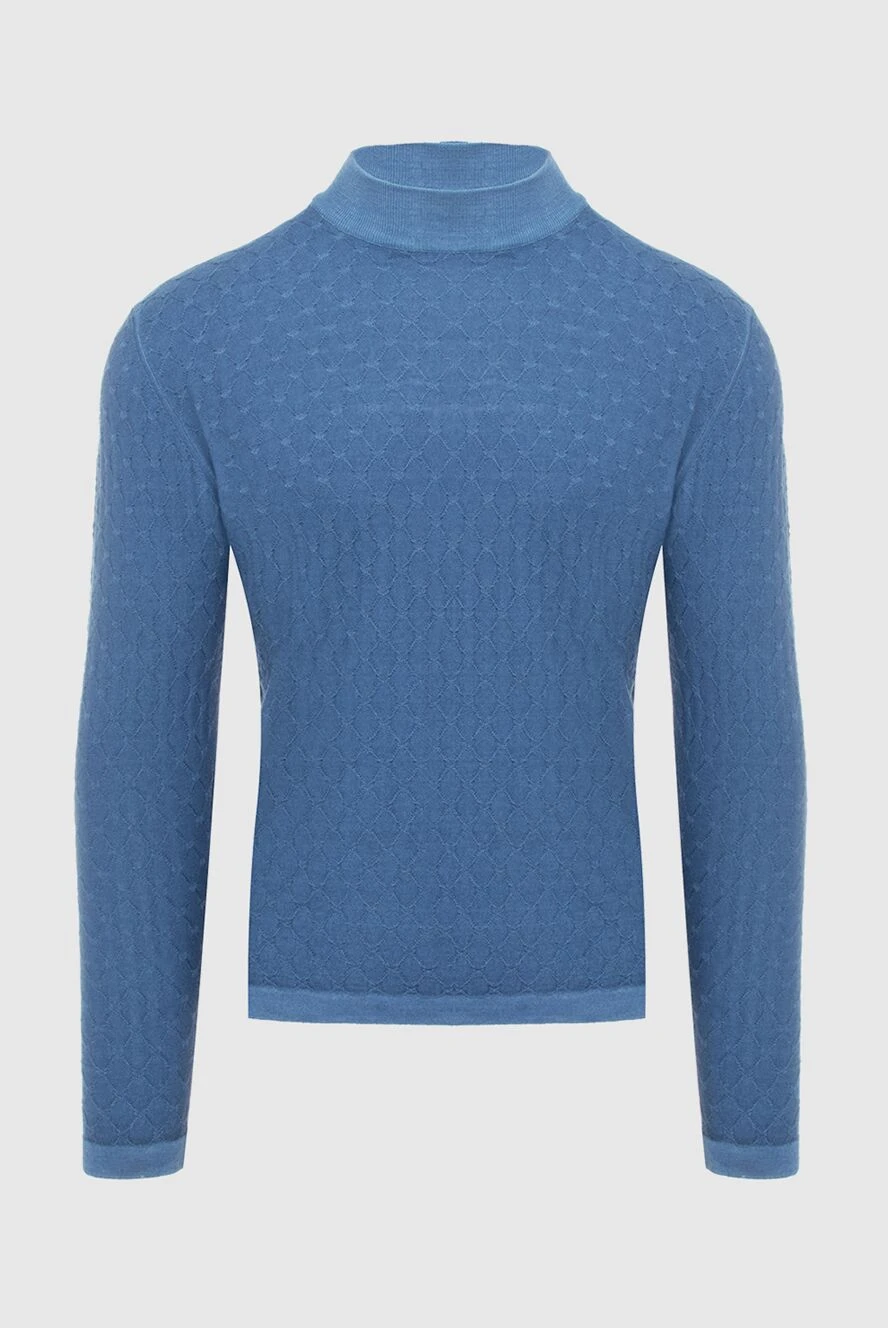 Cesare di Napoli man men's jumper with a high stand-up collar made of wool, blue купить с ценами и фото 170702 - photo 1