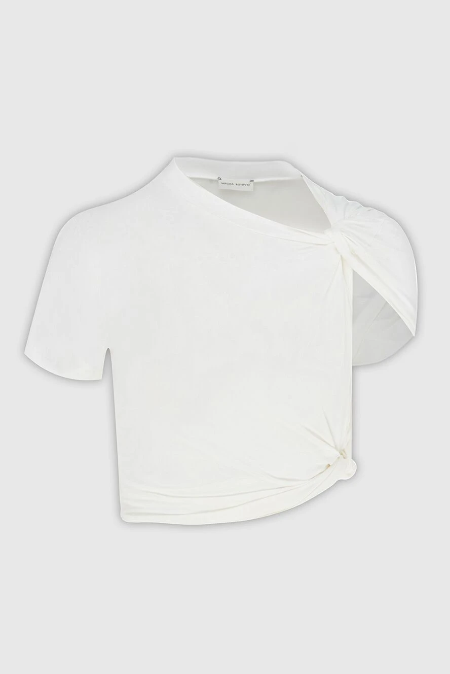 women's white viscose blouse with asymmetric sleeves