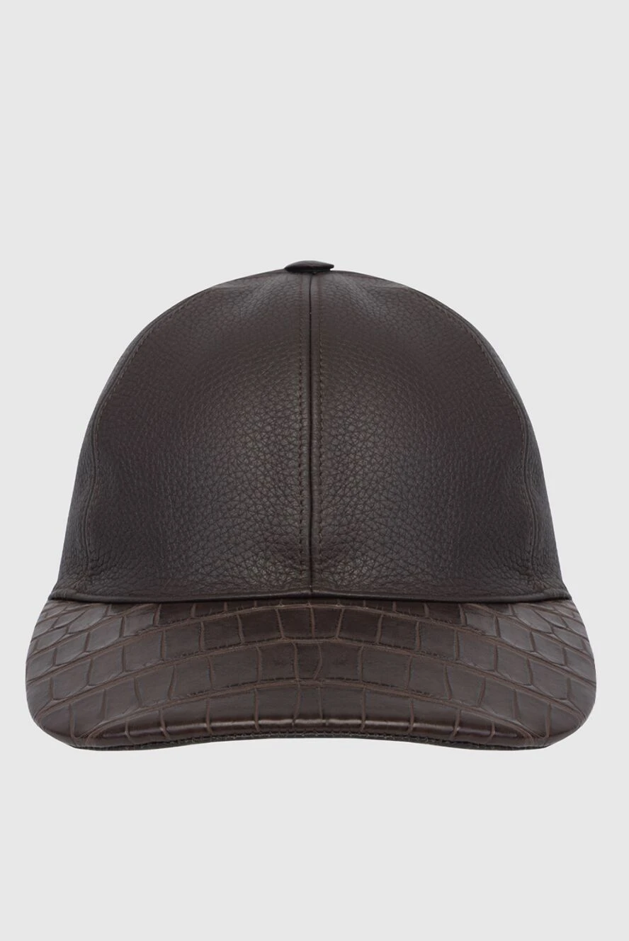 Cesare di Napoli man brown crocodile leather cap for men купить с ценами и фото 171023 - photo 1