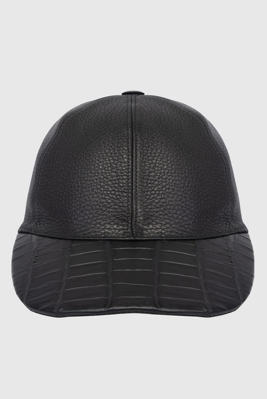 Cesare di Napoli man black crocodile leather cap for men купить с ценами и фото 171024 - photo 1