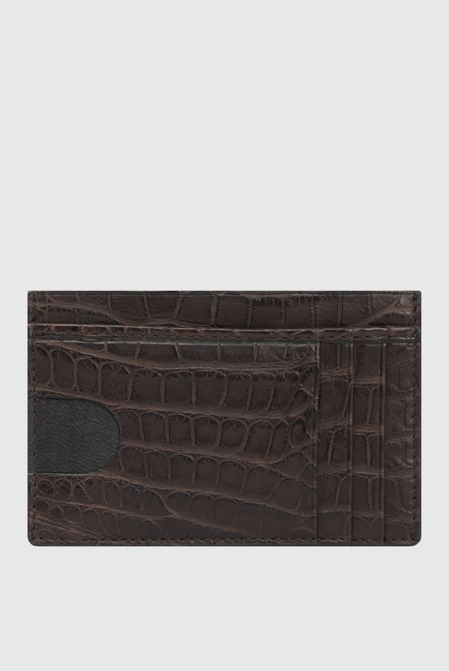 Cesare di Napoli man brown crocodile leather business card holder for men купить с ценами и фото 171030 - photo 1