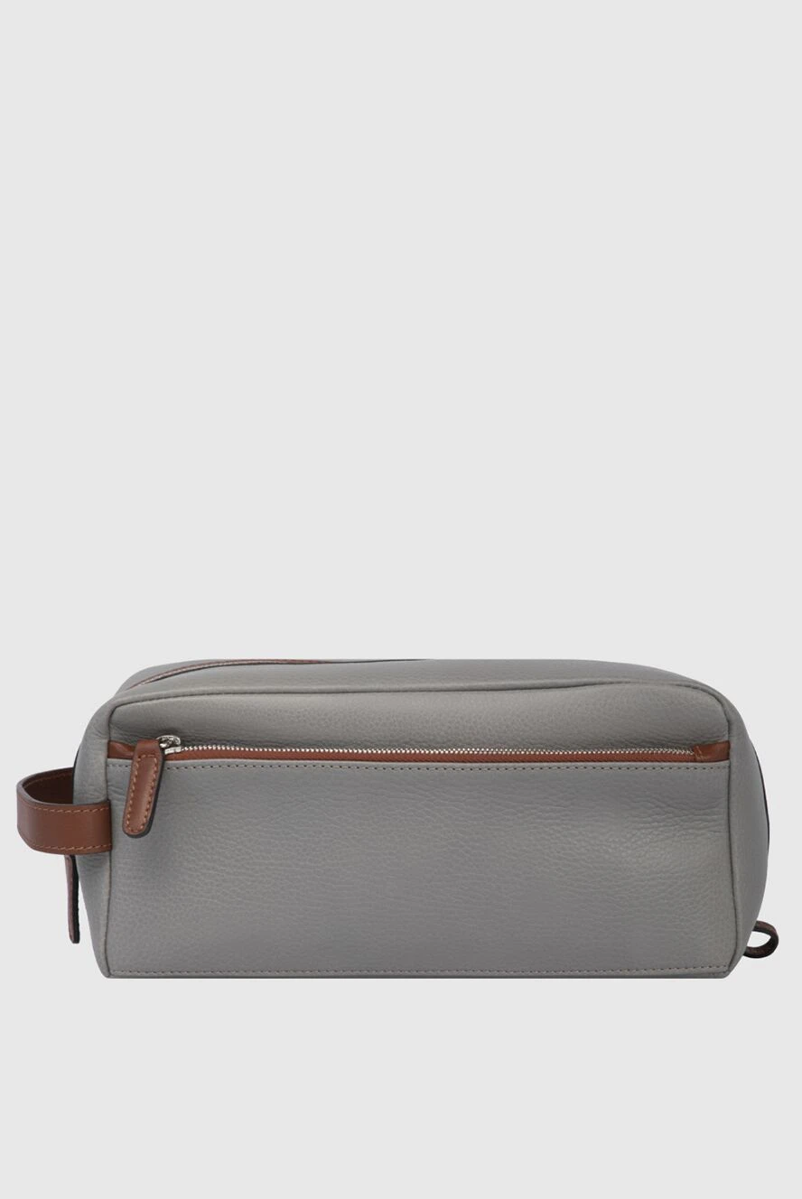 Cesare di Napoli man gray calfskin cosmetic bag купить с ценами и фото 171047 - photo 1