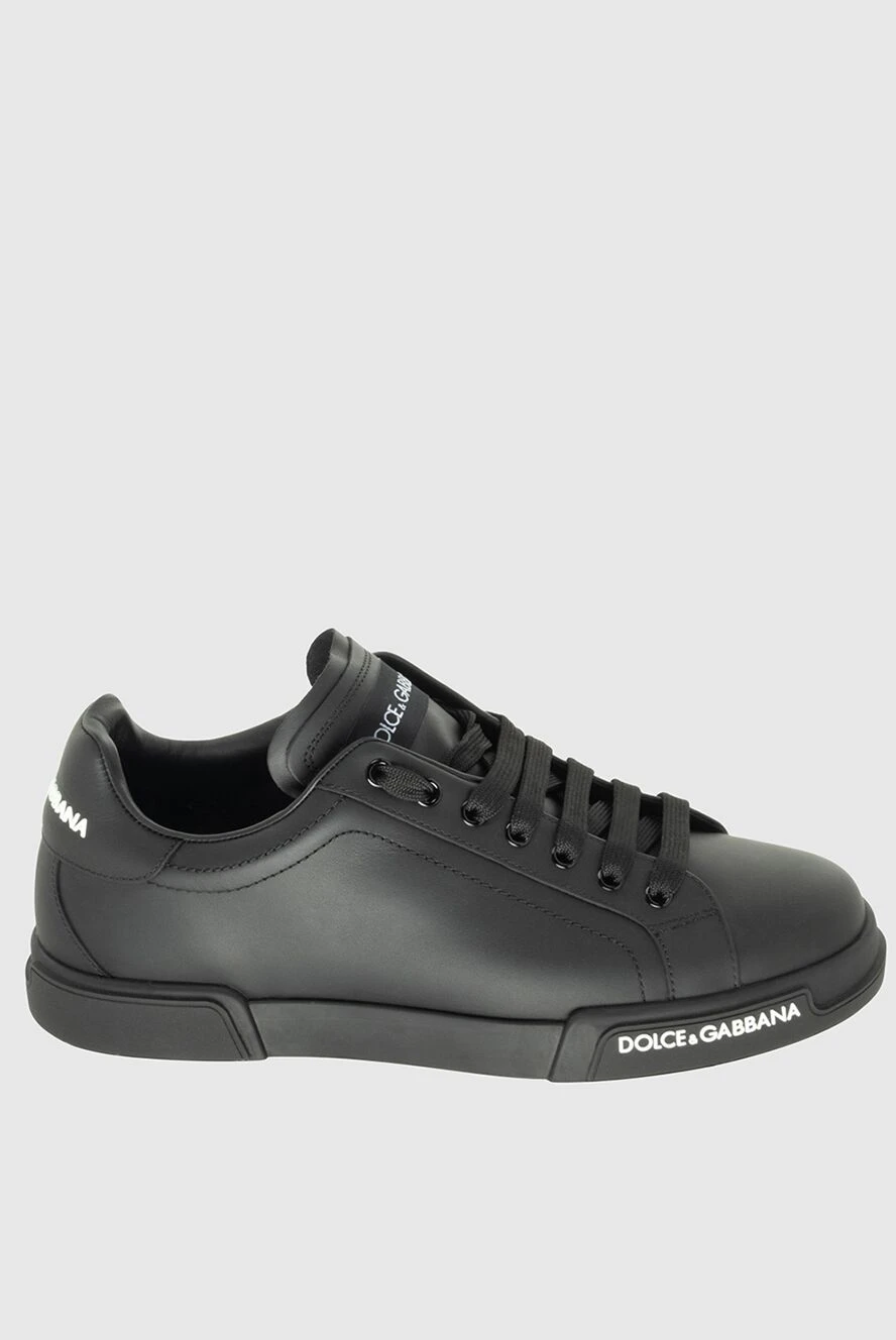 Dolce & Gabbana man black leather sneakers for men купить с ценами и фото 171187 - photo 1