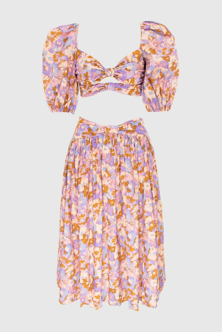 Zimmermann костюм с юбкой из хлопка фиолетовый женский костюм с юбкой 171198 - фото 1