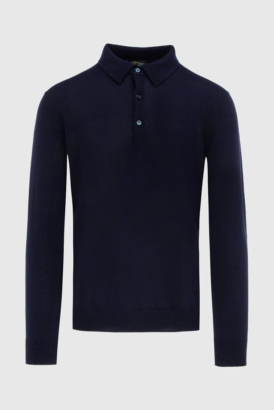 Cesare di Napoli man wool long sleeve polo blue for men купить с ценами и фото 171234 - photo 1