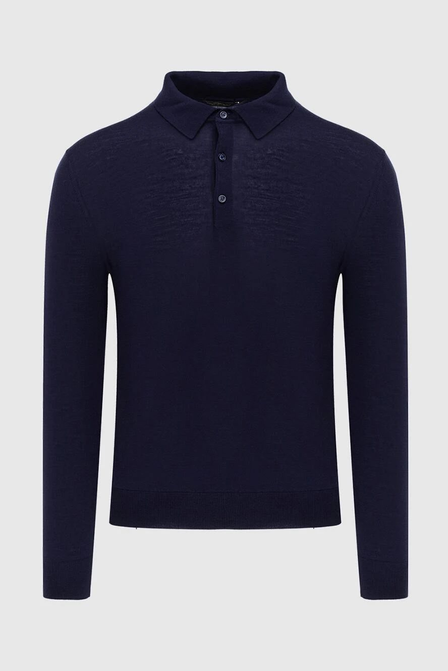 Cesare di Napoli man wool long sleeve polo blue for men купить с ценами и фото 171236 - photo 1