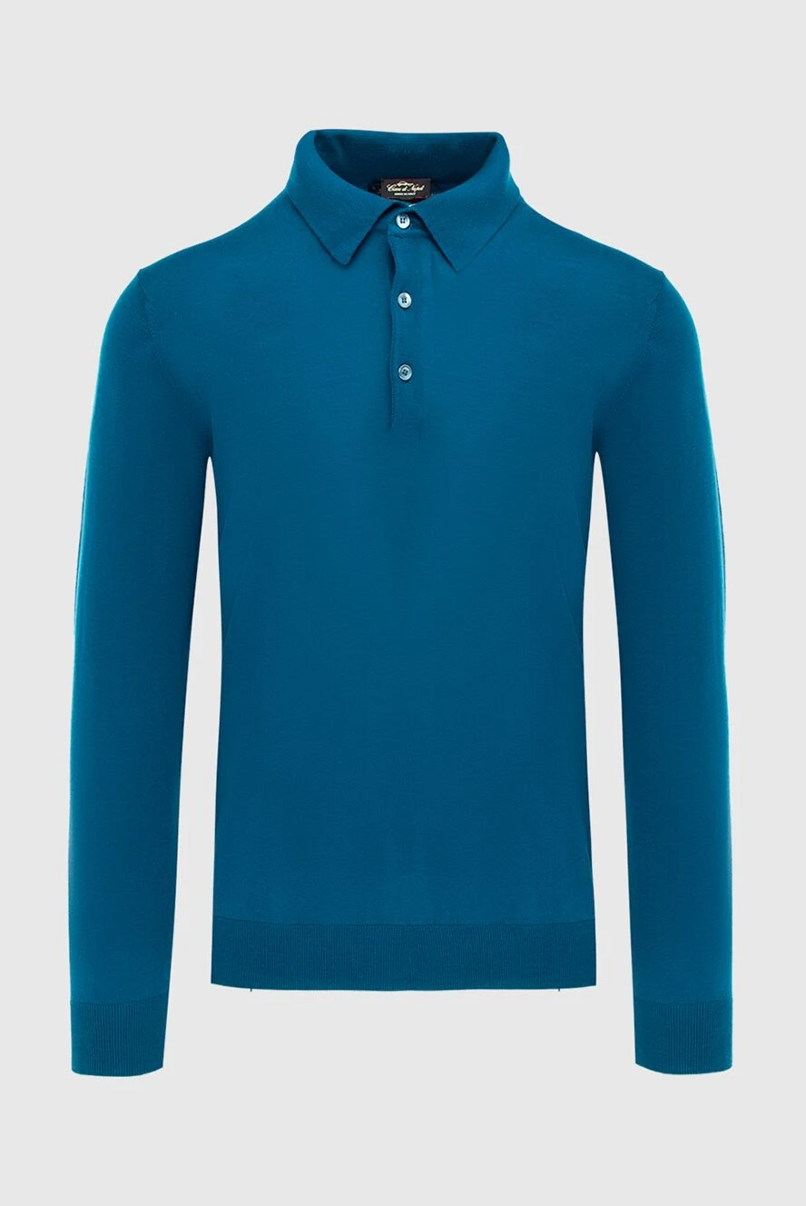 Cesare di Napoli man wool long sleeve polo blue for men купить с ценами и фото 171243 - photo 1