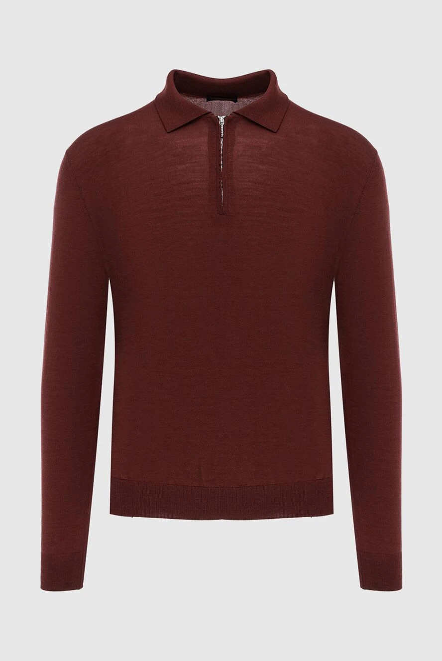 Cesare di Napoli man wool long sleeve polo burgundy for men купить с ценами и фото 171251 - photo 1