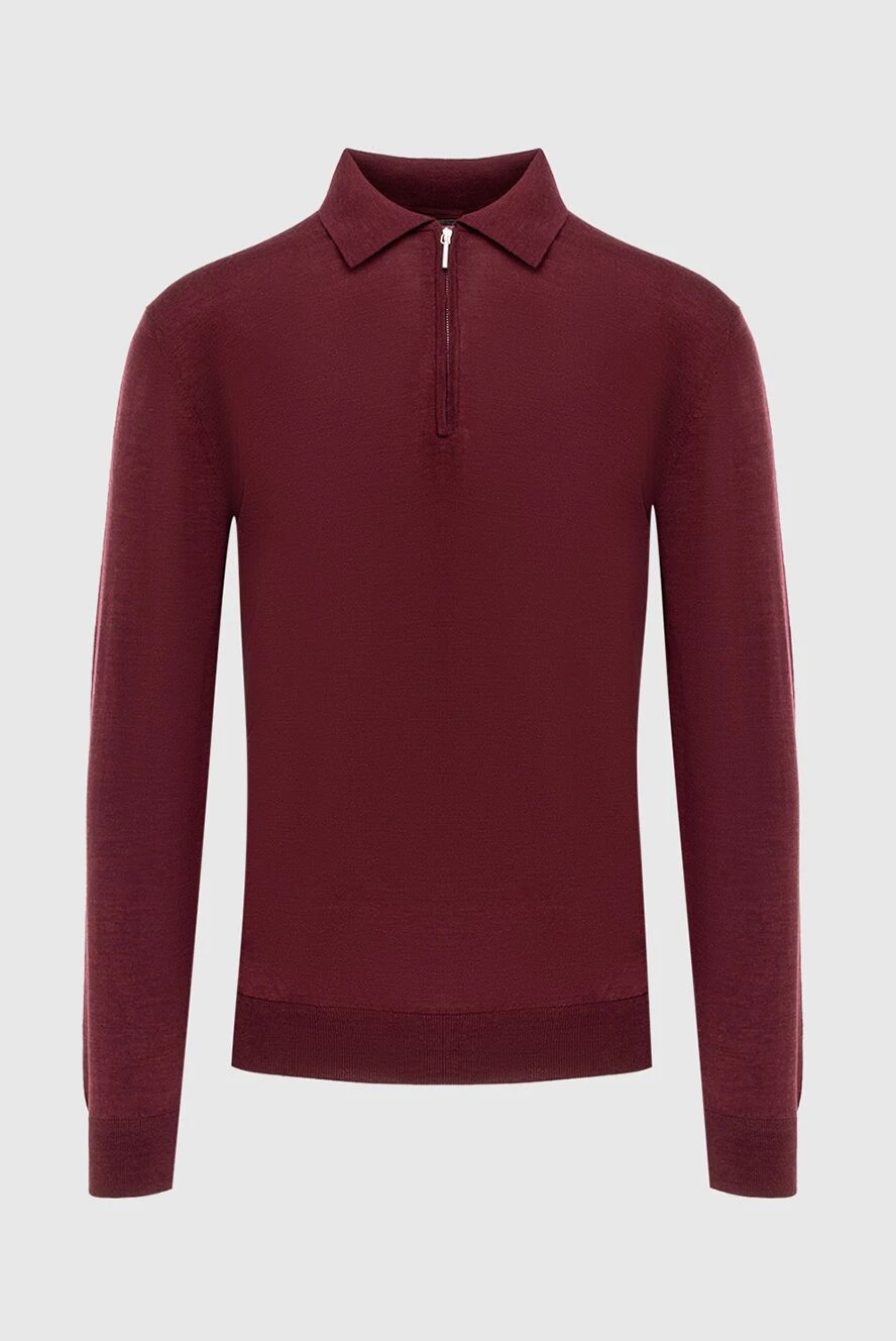 Cesare di Napoli man wool long sleeve polo burgundy for men купить с ценами и фото 171252 - photo 1