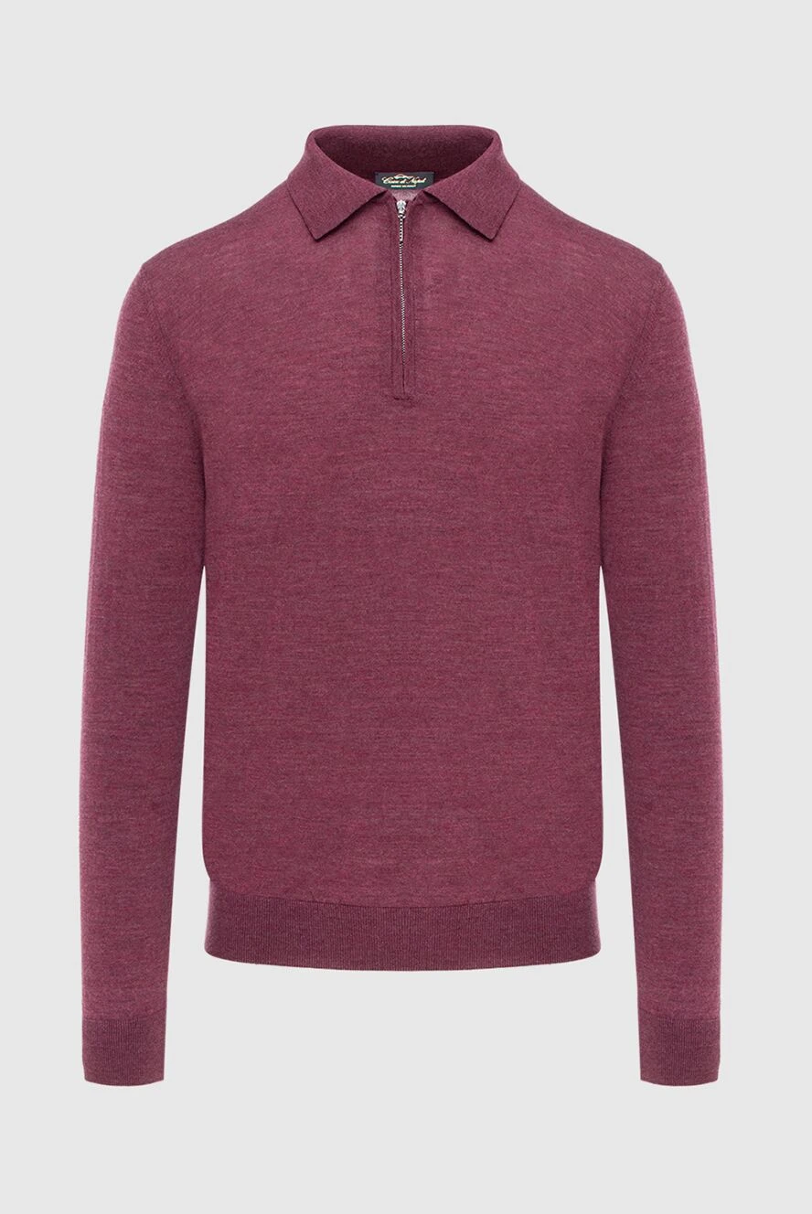 Cesare di Napoli man wool long sleeve polo burgundy for men купить с ценами и фото 171253 - photo 1