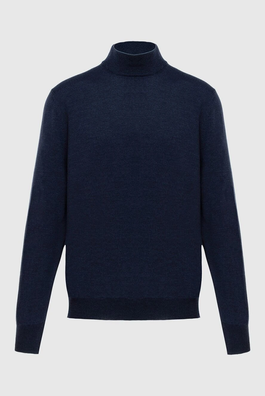 Gran Sasso man men's jumper with a high stand-up collar made of wool, blue купить с ценами и фото 171284 - photo 1