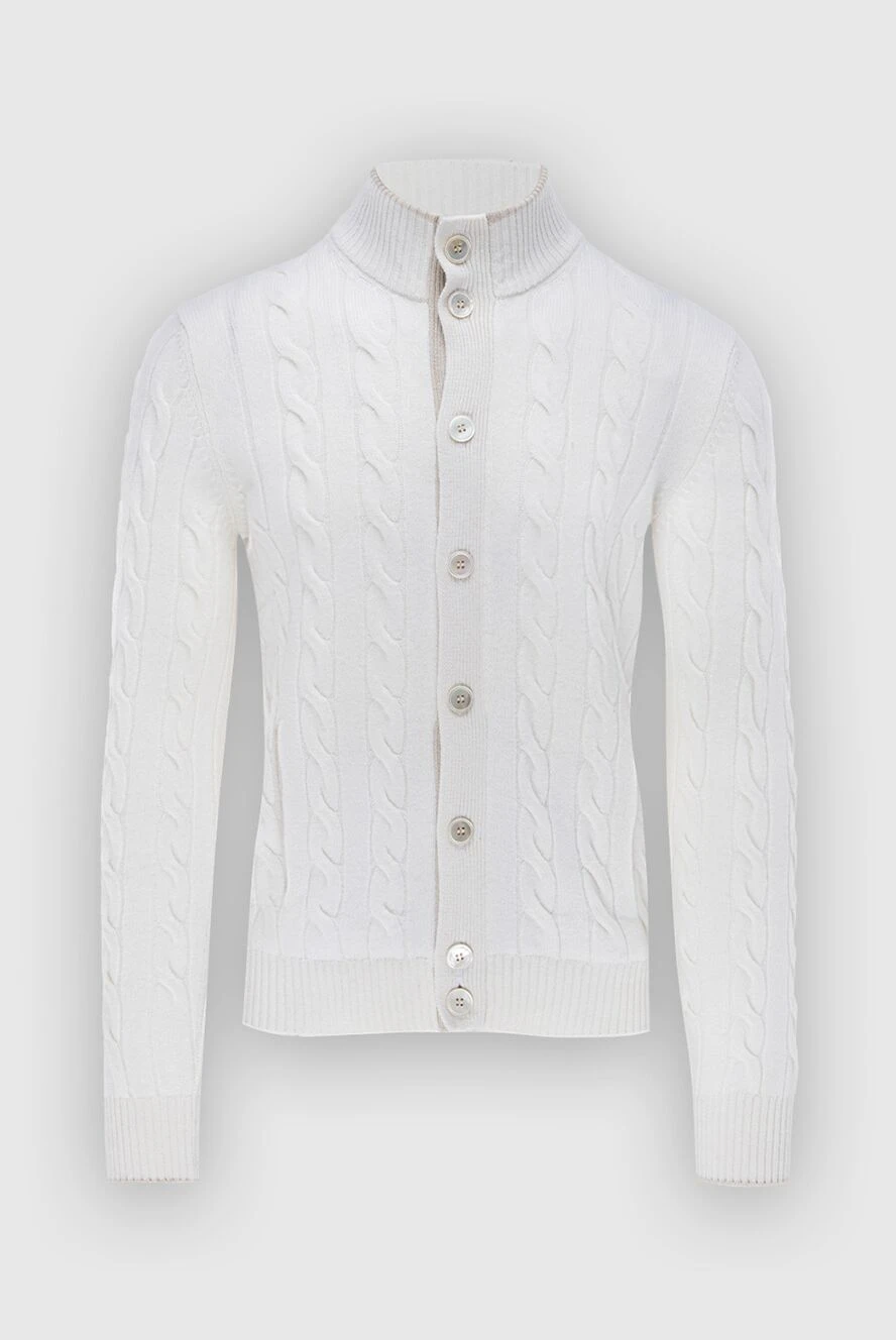 Gran Sasso man cashmere white cardigan for men купить с ценами и фото 171351 - photo 1