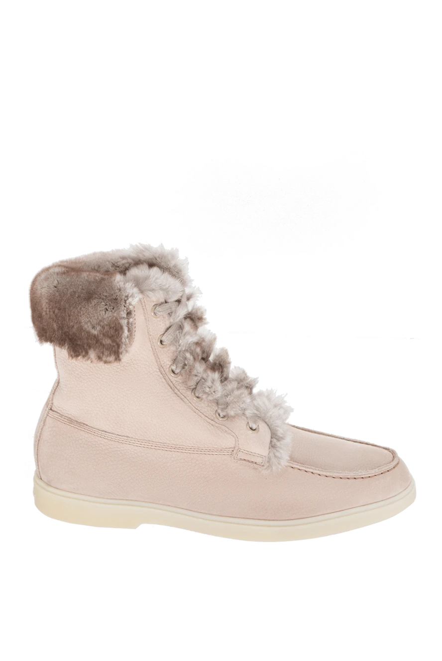 Santoni woman beige nubuck and fur boots for women купить с ценами и фото 171456 - photo 1