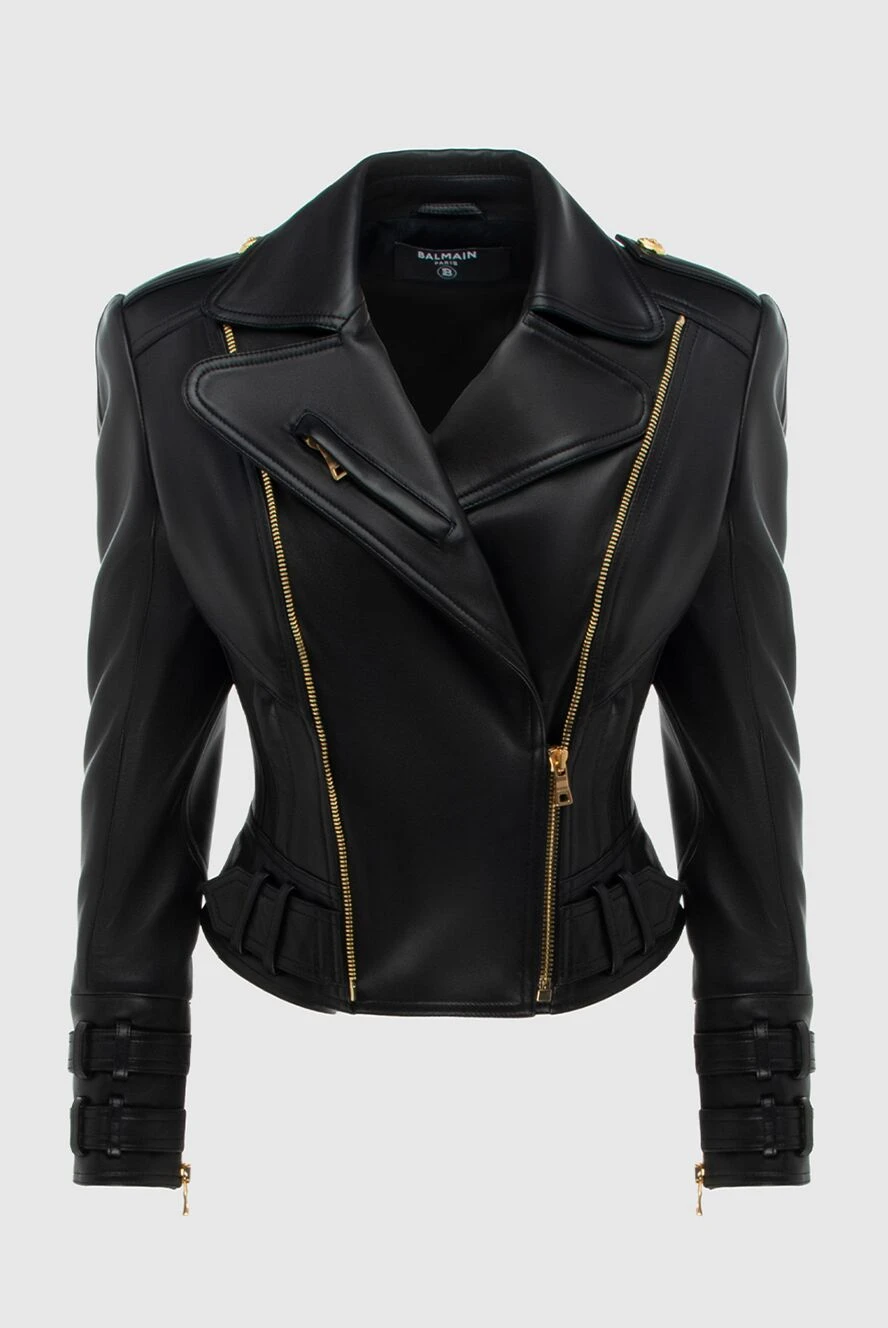 Balmain woman black leather jacket for woman купить с ценами и фото 171546 - photo 1