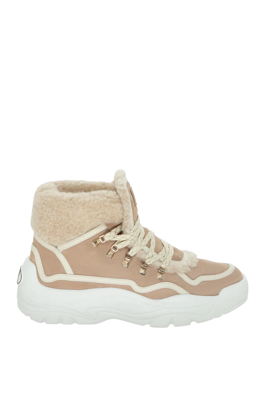 Valentino woman beige suede and fur sneakers for women купить с ценами и фото 171622 - photo 1