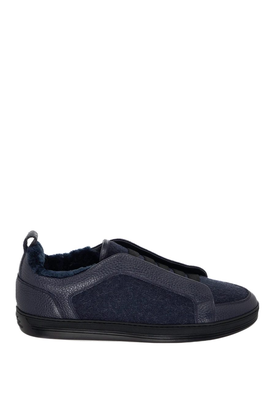 Doucal`s man wool and fur sneakers blue for men купить с ценами и фото 171761 - photo 1