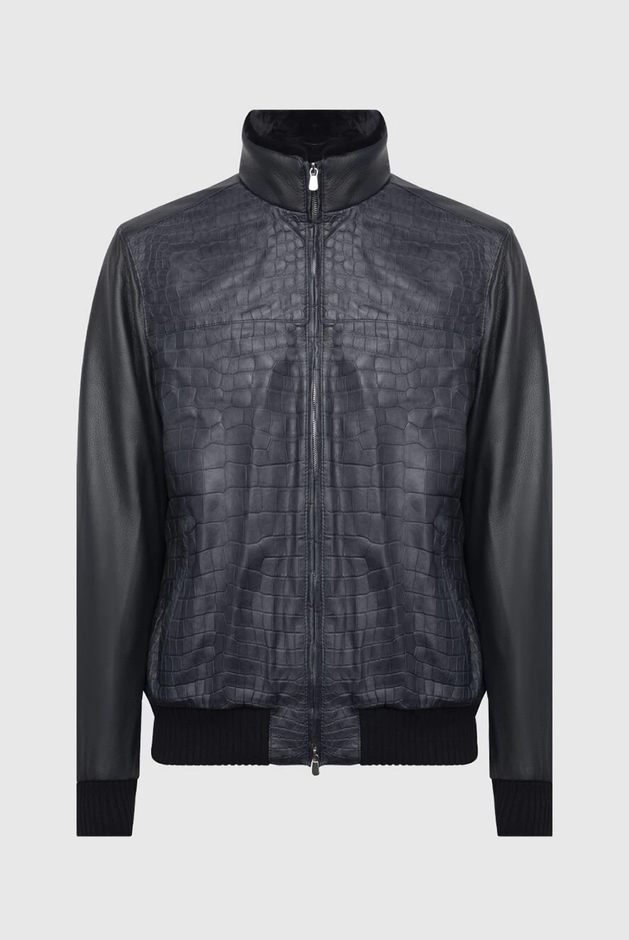 Enrico Mandelli мужская кожаная куртка из крокодила тёмно-синяя
171772 - фото 1