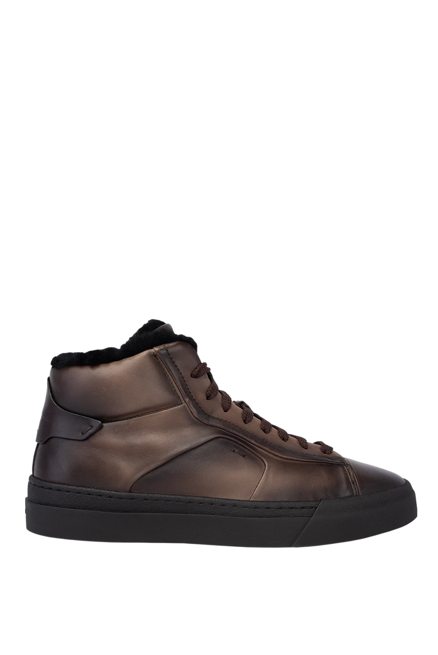 Santoni man brown leather sneakers for men купить с ценами и фото 171780 - photo 1