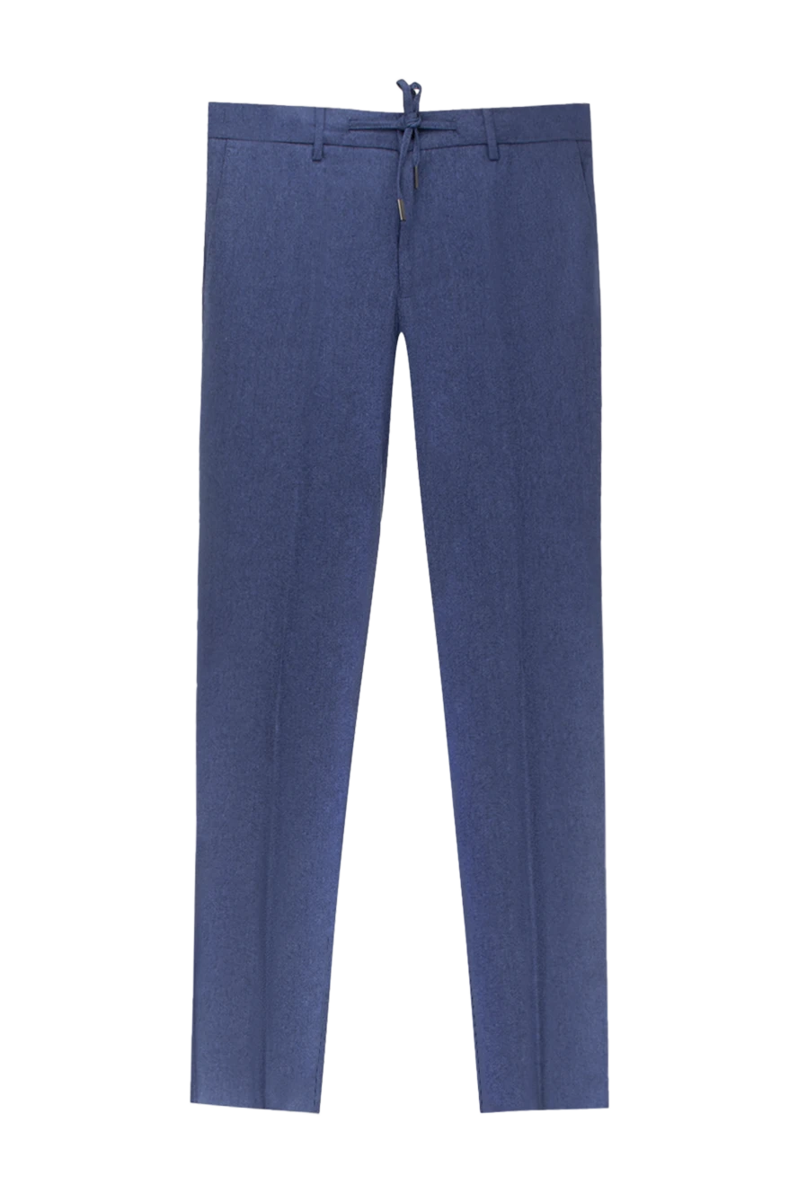 Cesare di Napoli men's light blue wool trousers with drawstring waistband 171807 - photo 1