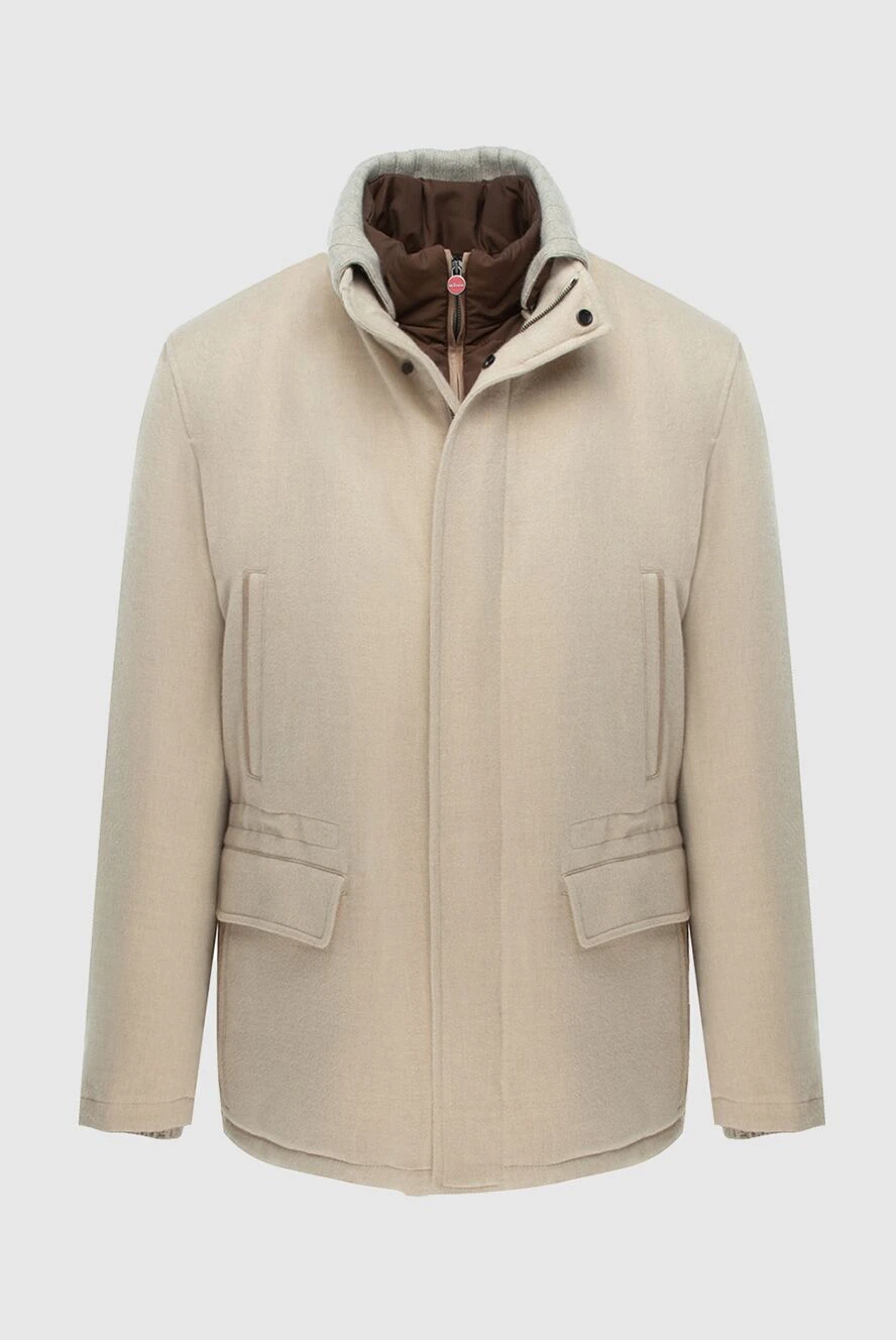 Kiton man beige men's down jacket made of wool, silk, cashmere and elastane купить с ценами и фото 171826 - photo 1