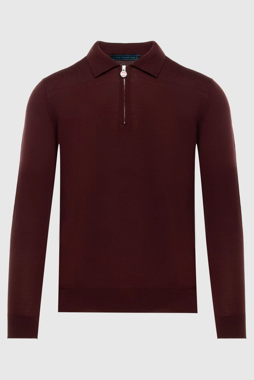 Kiton man wool long sleeve polo burgundy for men купить с ценами и фото 171840 - photo 1