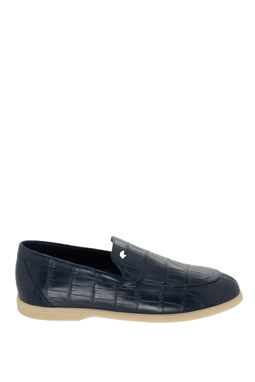 Stefano Ricci лоферы из кожи крокодила синие мужские 171857 - фото 1