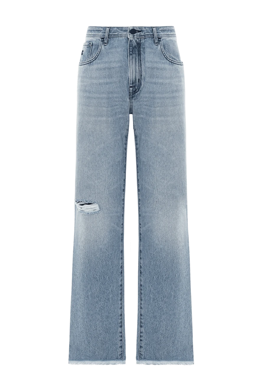 Jacob Cohen светло-голубые джинсы с необработанным низом и рваной деталью на колене 171931 - фото 1