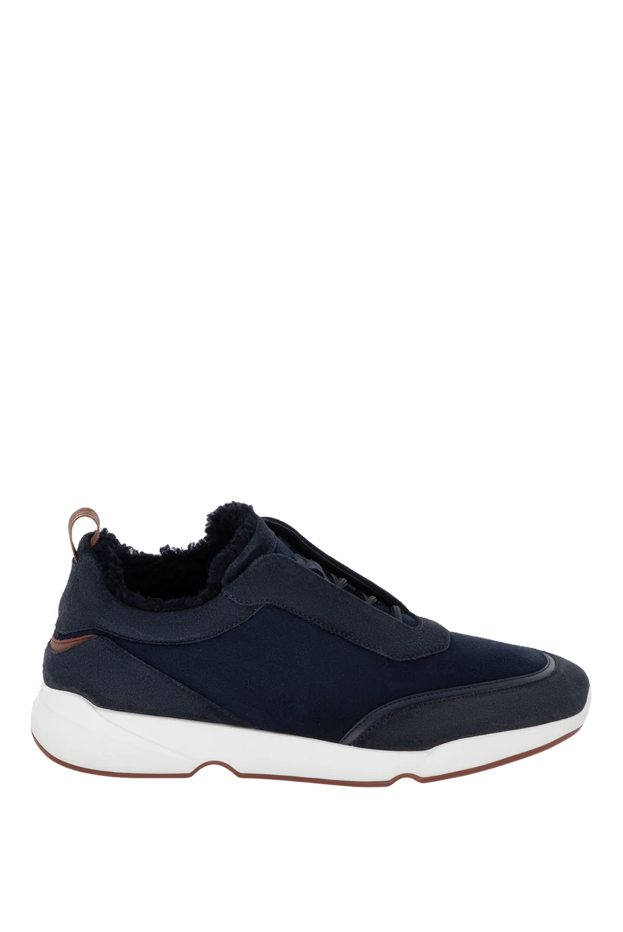 Loro Piana man blue suede sneakers for men купить с ценами и фото 172201 - photo 1