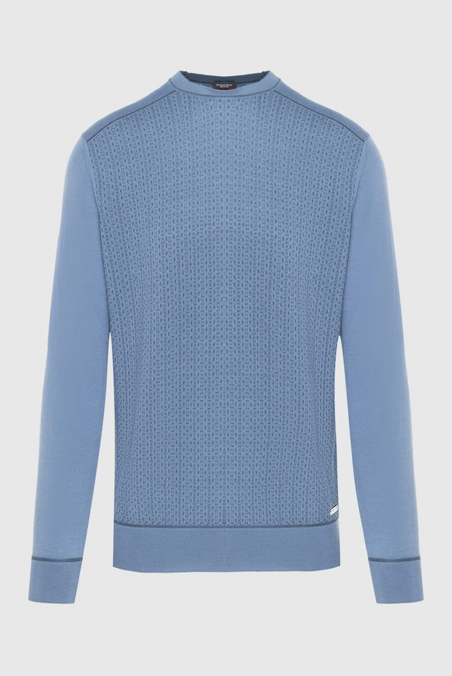 Stefano Ricci blue cashmere and silk jumper with a small dotted knit 172306 - photo 1