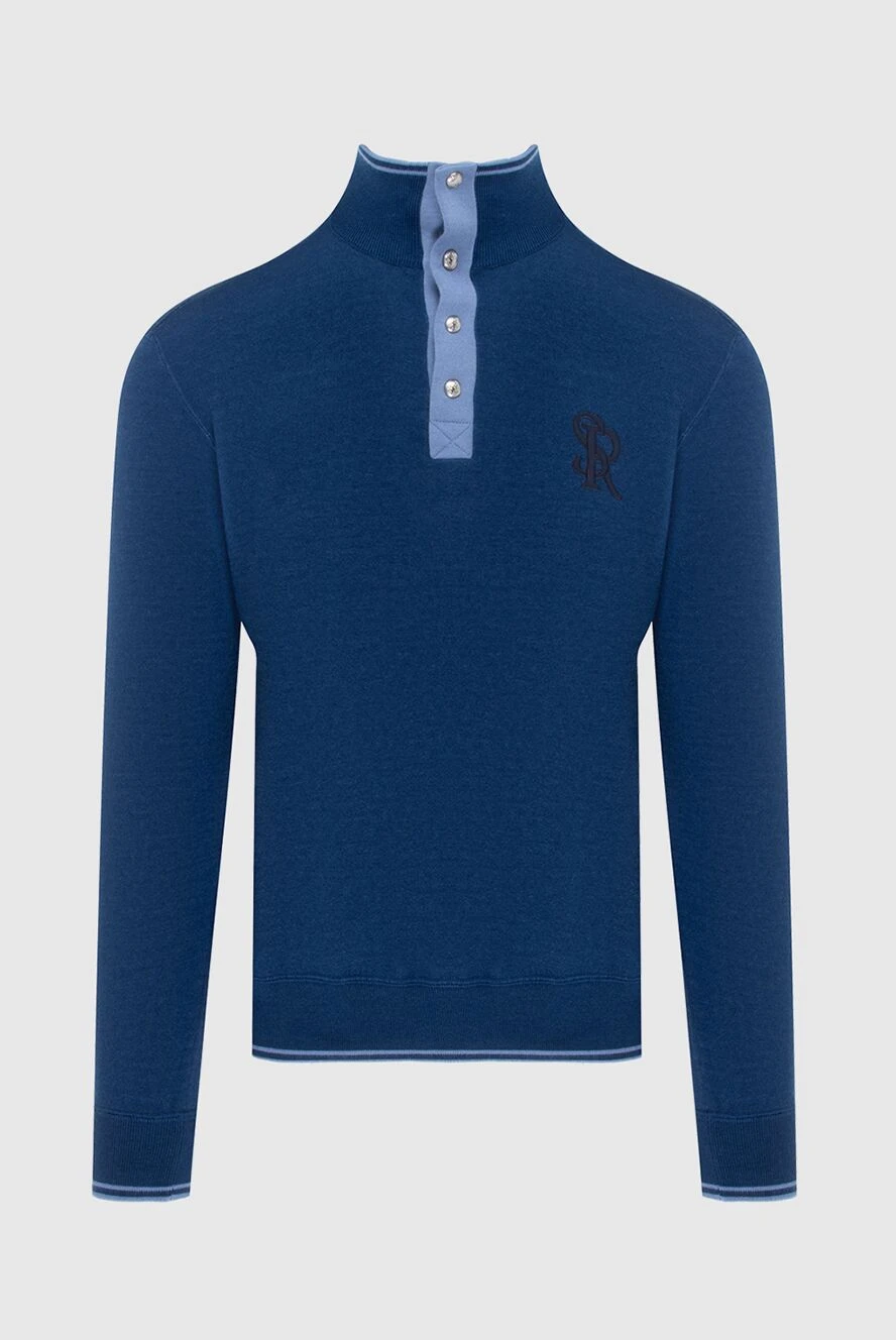 Stefano Ricci тройер синий с контрастной планкой и застежкой на кнопках 172325 - фото 1