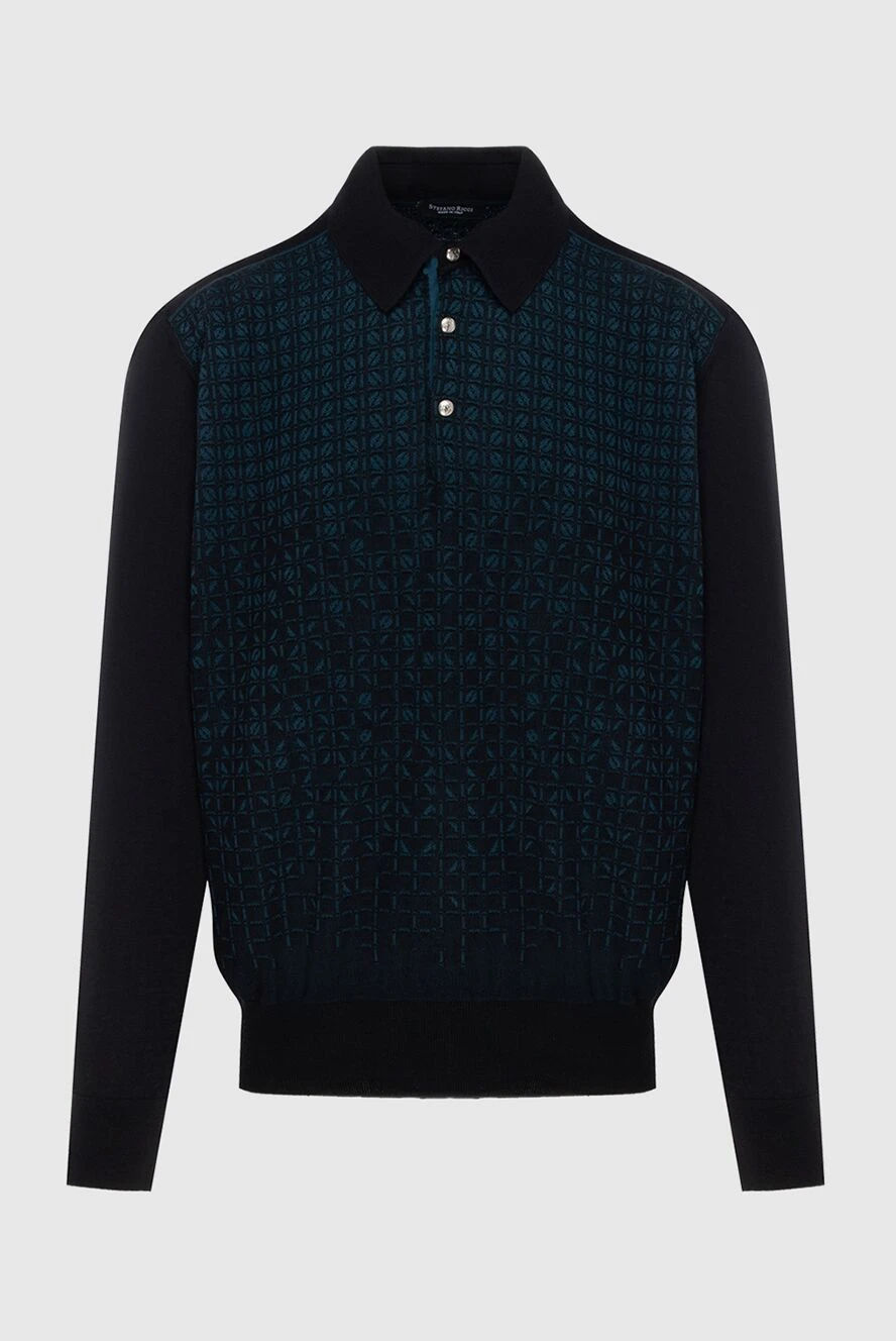 Stefano Ricci мужское темно изумрудное поло с длинным рукавом и жаккардовой вязкой 172330 - фото 1