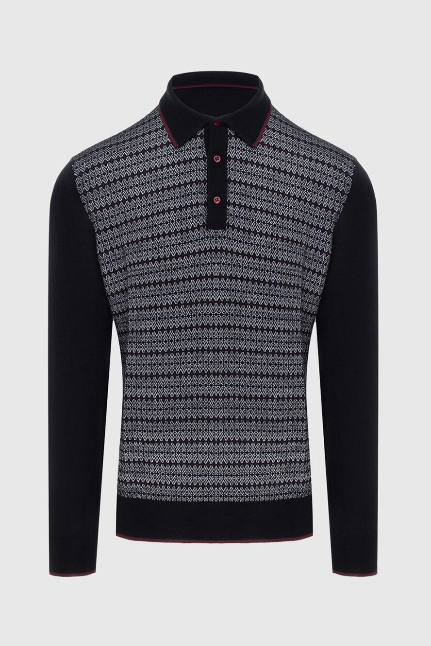 Stefano Ricci трикотажное поло черного цвета с контрастным зигзагообразным узором 172336 - фото 1