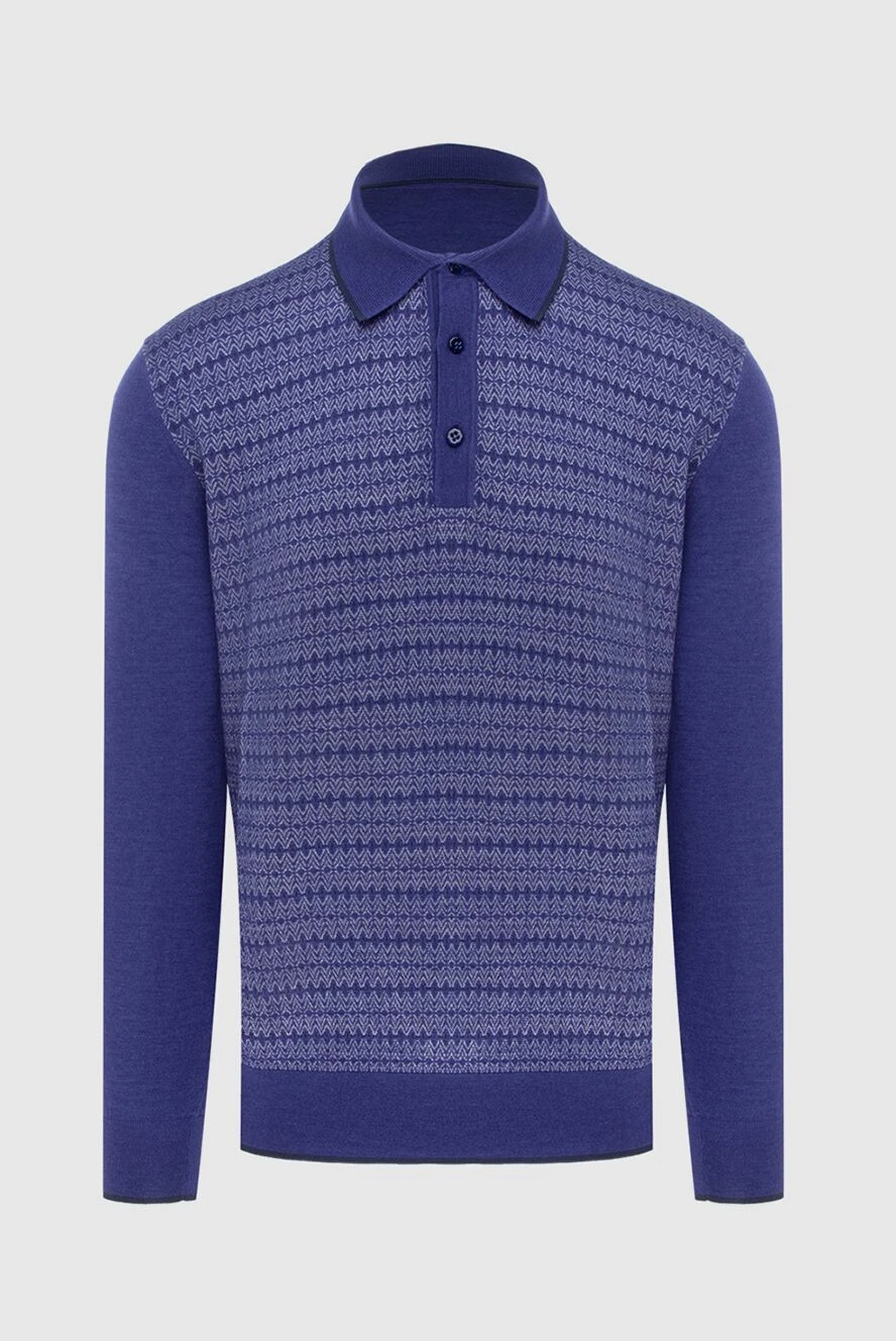 Stefano Ricci мужское фиолетовое поло с длинным рукавом и зигзагообразным узором 172339 - фото 1