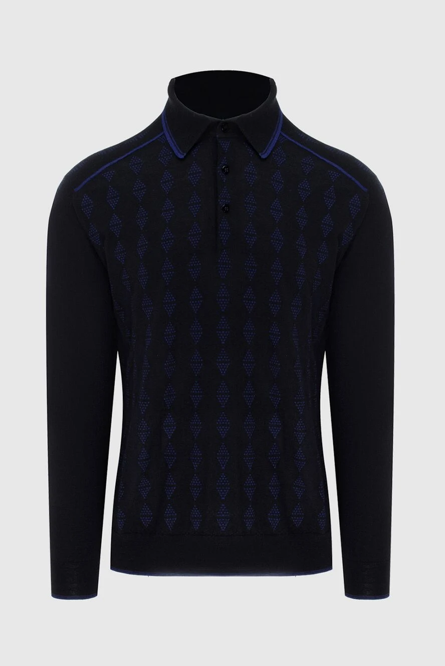 Stefano Ricci трикотажное поло черного цвета с контрастной геометрической вязкой 172341 - фото 1