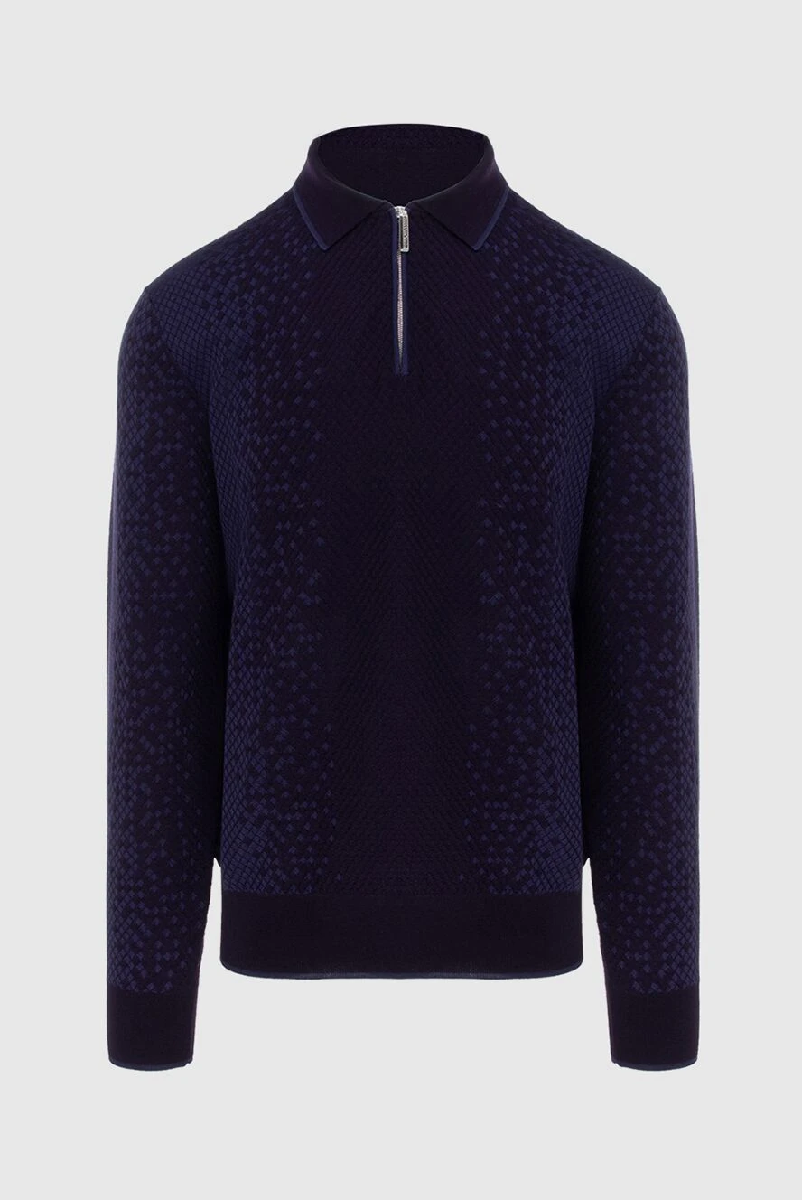 Stefano Ricci темно фиолетовое поло из плотного трикотажа с объемным узором 172343 - фото 1