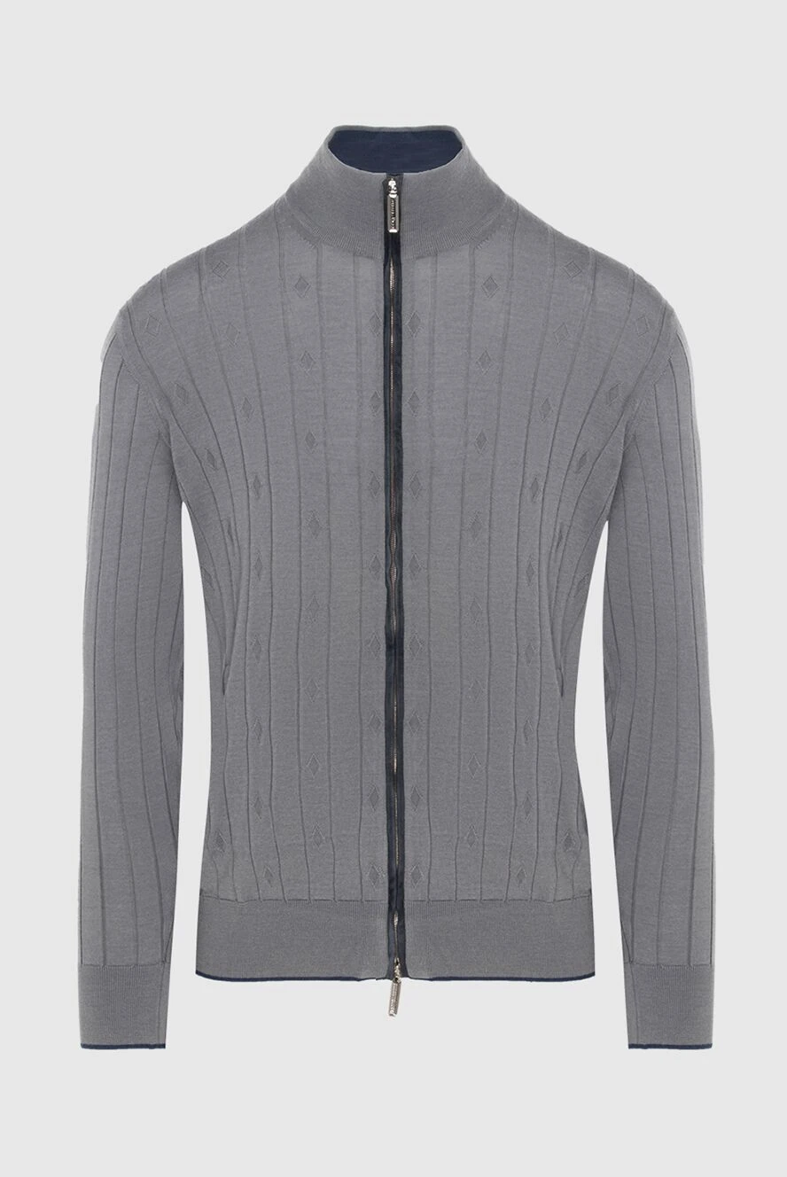 Stefano Ricci кашемирден, жібектен және күдеріден жасалған сұр түсті ерлер кардиганы 172358 - фото 1