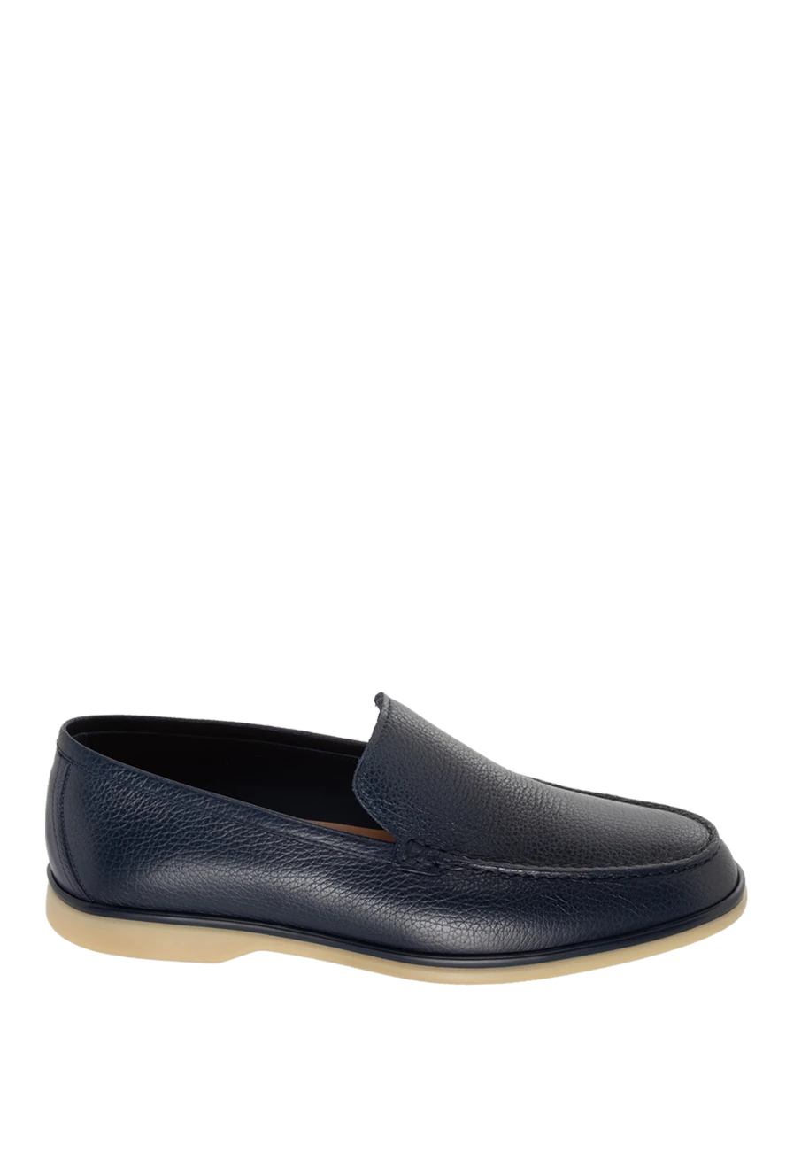 Cesare di Napoli man blue leather loafers for men купить с ценами и фото 172404 - photo 1