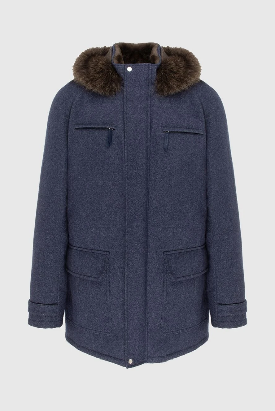 Seraphin капюшоны мен қалтасының патчтары бар ерлер кашемирді мамық күрте 172452 - фото 1